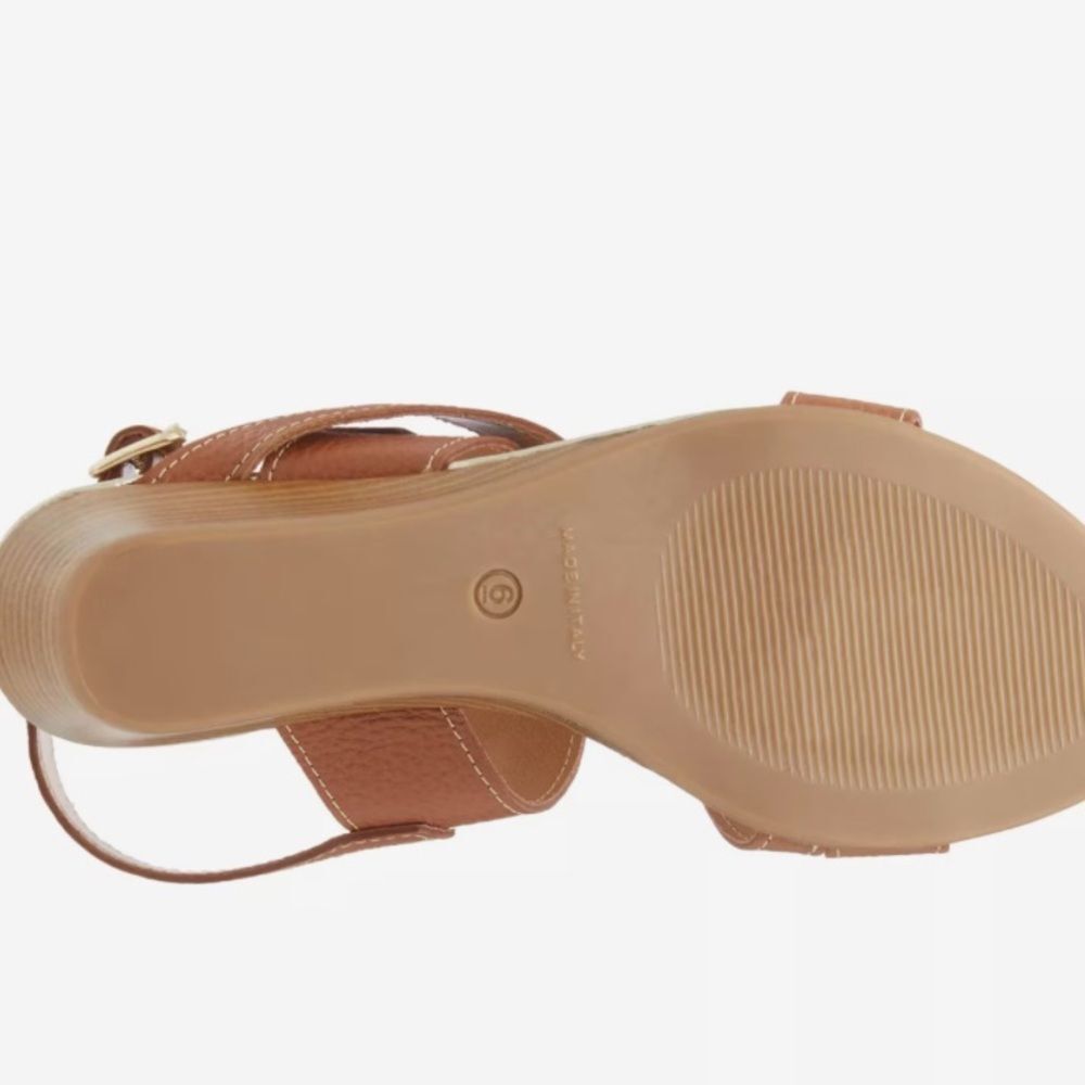 Coach And Four Sandals Wedge Leather Strappy Women's Size 11 Boho Resortwear - Picture 4 of 8